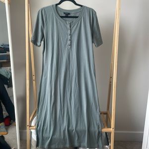J. Crew midi Henley dress, slate green, size M